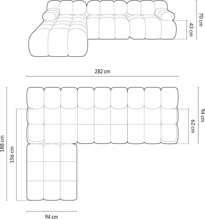 Image du produit Micadoni Canapé Modulaire, "Bellis", 4 Places, 282x188x70Fabriqué en Europe (2 places, 3 places, 4 places)