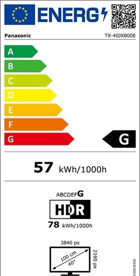 Energie-Label Panasonic JX800 series TX-40JX800E Fernseher (40 Zoll) Ultra HD Smart-TV WLAN (40", LCD, 4K)