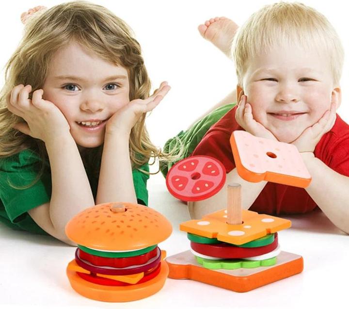 Immagine prodotto Activity Board Gioco di finzione fai da te simulazione hamburger panino forma colore accoppiamento puzzle cibo