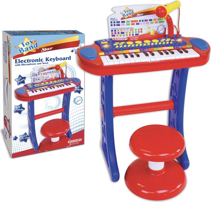 Productafbeelding Bontempi E-keyboard met microfoon en krukje