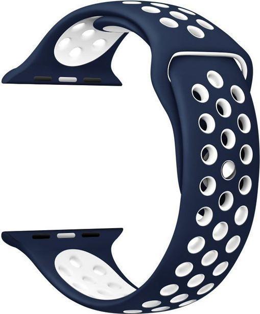 Actual product image Hermex Apple Watch 44mm / 42mm S / M Silicone Sport Strap Strap Soft BLUE WHITE (42 mm, 44 mm, Silicone, M)