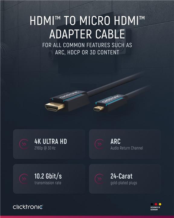 Actual product image clicktronic micro HDMI (Typ D) — HDMI (Typ A) (5 m, HDMI)