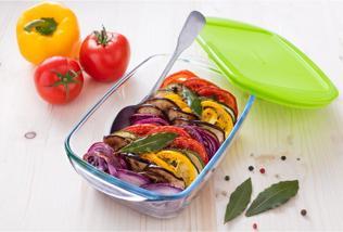 Produktbild Pyrex Dajar Glasbehälter mit Deckel Cook & Store rechteckig, Glas, Transparent/Grün, 23 x 15 x 6,5 c (1.10 l)