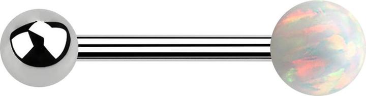 Produktbild Star Piercing Barbell Innengewinde silber mit Kugel und Kugel Opal weiss (ohne Messing, Chirurgenstahl 316L)