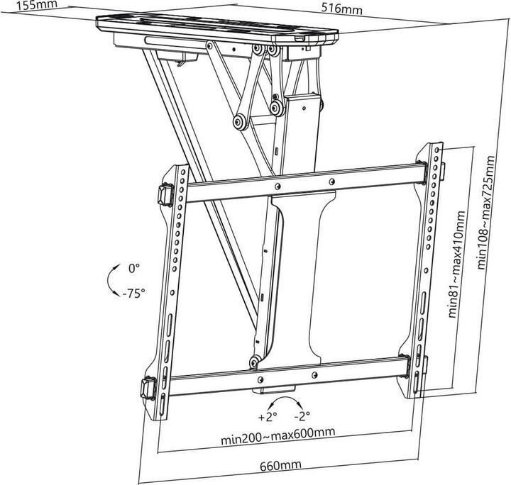 Produktbild myWall Motorisierter & klappbarer Deckenhalter für Flachbildschirme (Decke, 70", 35 kg)