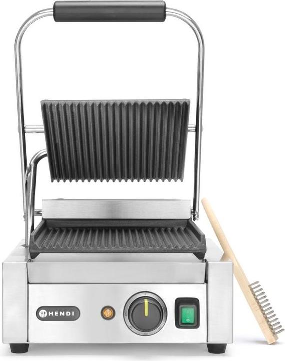 Actual product image Hendi Professional contact grill Gastro EINZEL - top and bottom grooved
