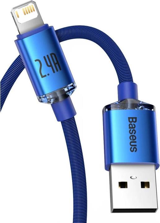 Actual product image Baseus Crystal Shine Series Fast Charging Data Cable USB to iP 2.4A 1.2m Blue (1.20 m)