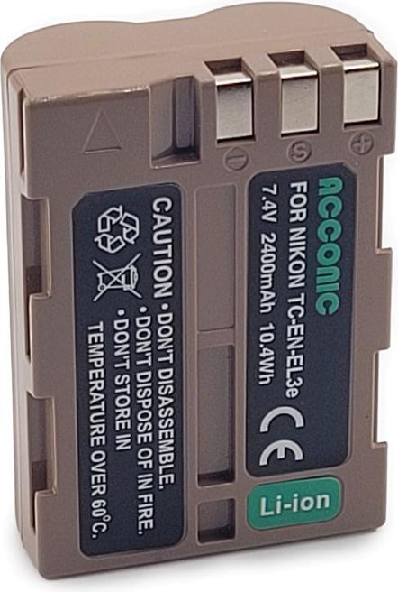 Immagine prodotto Acconic Batteria con ingresso USB-C per Nikon D700 D300 D200 D100 D80 D70 D50 EN-EL3e PTC (Accumulatore di carica elettrica)