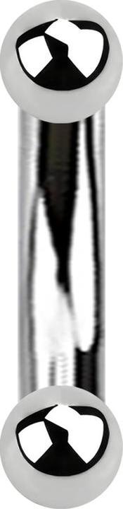 Star Piercing Banane Innengewinde silber mit zwei Kugeln (ohne Messing, Chirurgenstahl 316L)
