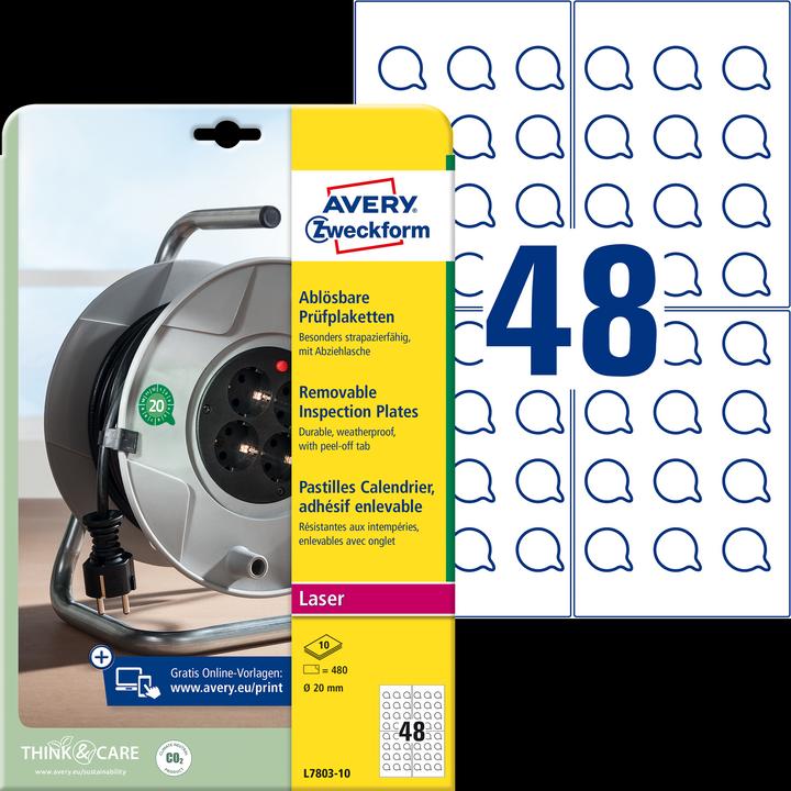 Produktbild Avery L7803-10 selbstklebendes Etikett Kreis Dauerhaft (e)