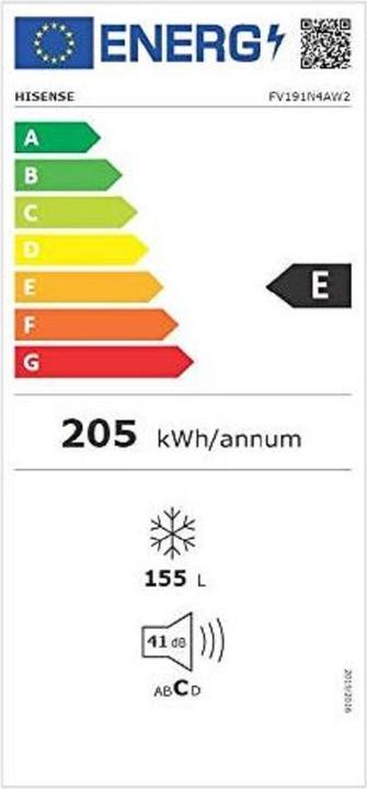 Label énergétique Hisense FV191N4AW2 (Autonome, 155 l)