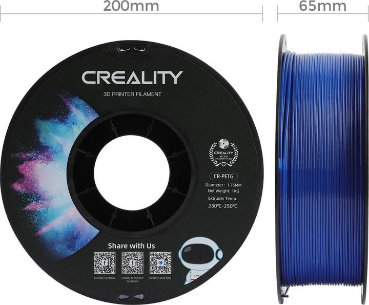 Productafbeelding Creality Filament PETG, Blauw, 1,75 mm, 1 kg (PETG, 1.75 mm, 1000 g, Blauw)