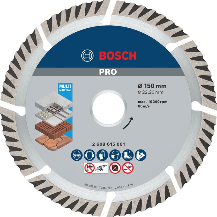 Bosch Professional Zubehör PRO Multi Material Diamanttrennscheibe, 150 x 22,23 mm
