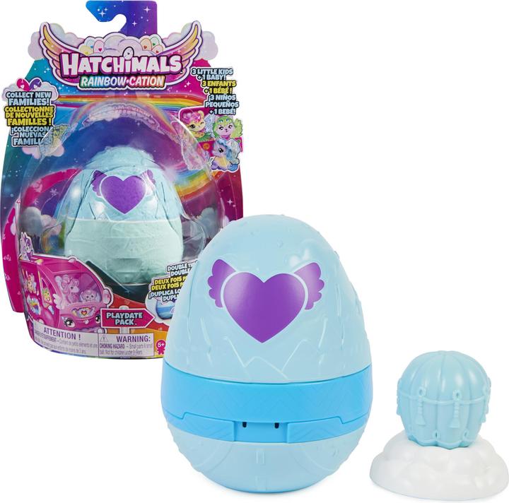 Hatchimals Rainbowcation Playdate Pack, Spiel-Schatulle mit 4 CollEGGtibles-Figuren und 2 Zubehörtei