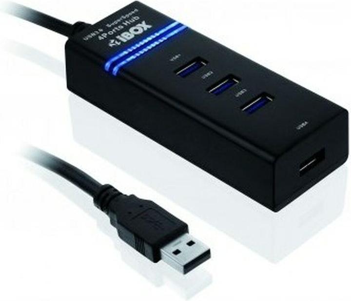iBox IUH3FB Schnittstellen-Hub 5000 Mbit/s Schwarz (USB-C, 4 Ports)