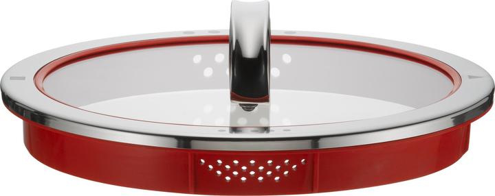 WMF Topfdeckel 24cm Glasdeckel Function 4 Silikon Glas Edelstahl rot (24 cm, Metall)