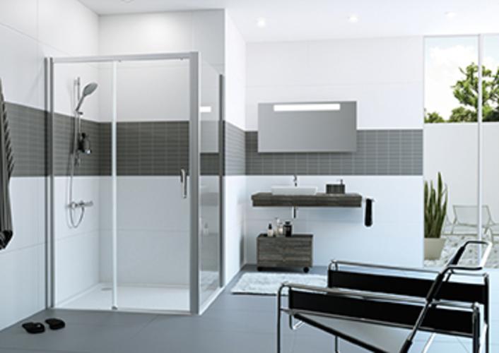 Image du produit Hüppe Classics 2 EasyEntry Porte coulissante à 4 coins en 1 partie avec segment fixe, largeur:180c (214 cm, 96 cm, 11 cm)