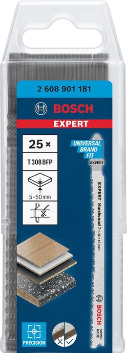 Produktbild Bosch Professional Zubehör EXPERT ‘Hardwood 2-side clean’ T 308 BFP Stichsägeblatt, 25 Stück