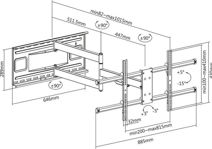 Immagine prodotto Xantron Wandhalterung für TV Monitore 43-80" (Muro, 80", 50 kg)