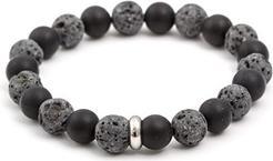 Immagine prodotto Beneto Bracciale di perline in pietra lavica e agata MINK101 - Lunghezza: 19 cm (19 cm, Pietra lavica, Agata)