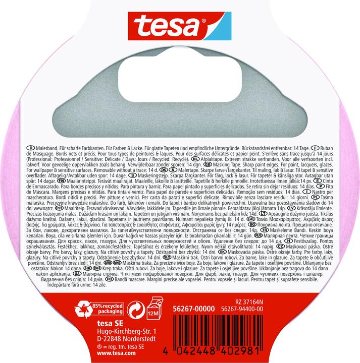 Produktbild tesa 2x Malerkrepp SENSITIVE, Malerband für empfindliche Oberflächen, Zweierpack (25 mm)
