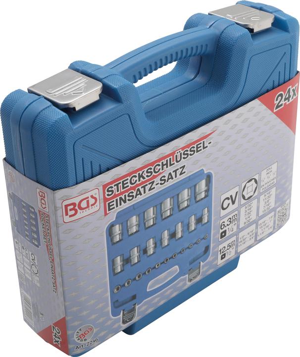 Produktbild BGS Steckschlüssel-Einsatz-Satz Sechskant 6,3 mm (1/4"), 12,5 mm (1/2") Zollmasse 24-tlg. (1/2")