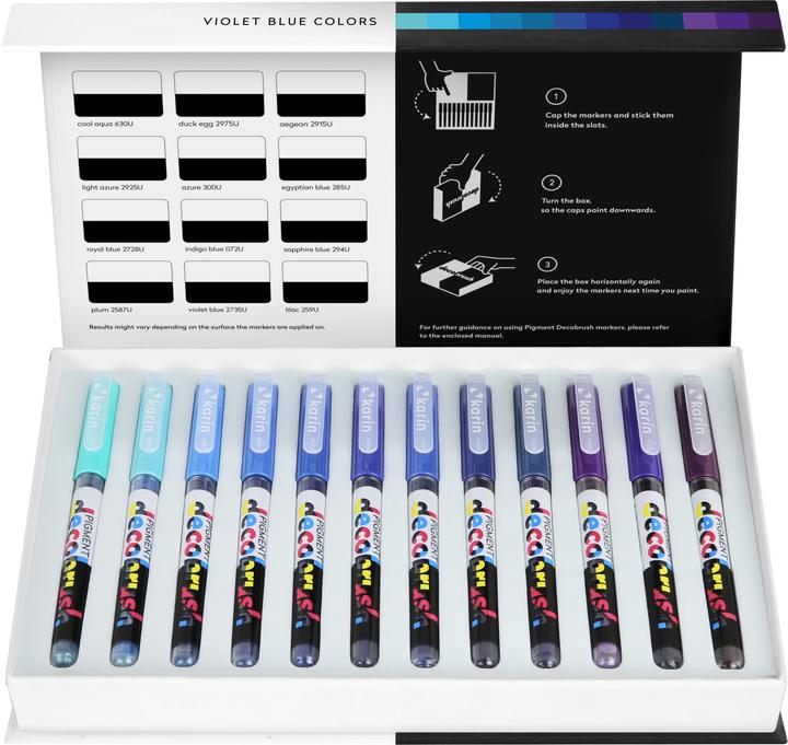 Image du produit Karin PIGMENT DECO BRUSH - Marqueur à brosse (Violet, Bleu clair, Bleu, 12 x)