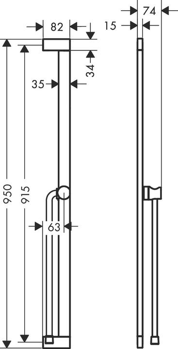 Produktbild hansgrohe Unica Duschstange E Puro, 90 cm mit Easy Slide Duschkopfhalter und Duschschlauch, 24403