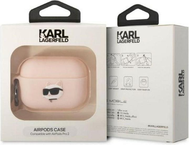 Produktbild Karl Lagerfeld KLAP2RUNCHP AirPods Pro 2 cover pink/pink Silicone Choupette Head 3D (Kopfhörer Tasche)