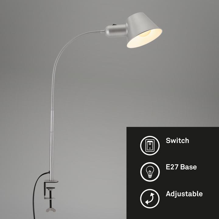 Actual product image Briloner Clamp lamp, chrome matt, 1xE27 excl. / max.10W (E27)