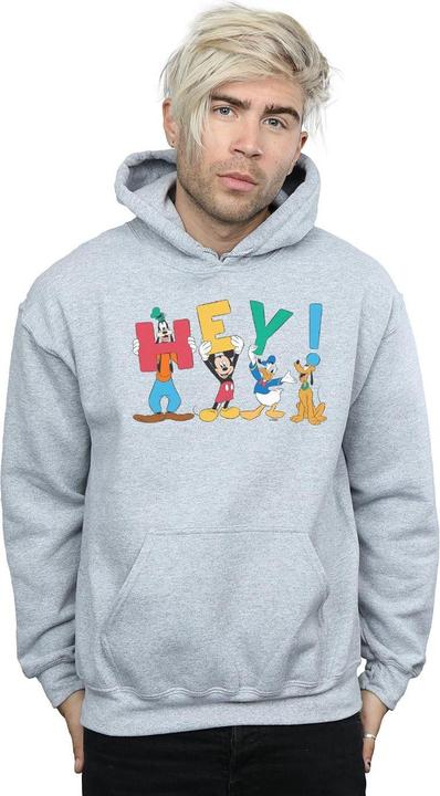 Actual product image Disney Mens Mickey Mouse Friends Hey Hoodie (S)