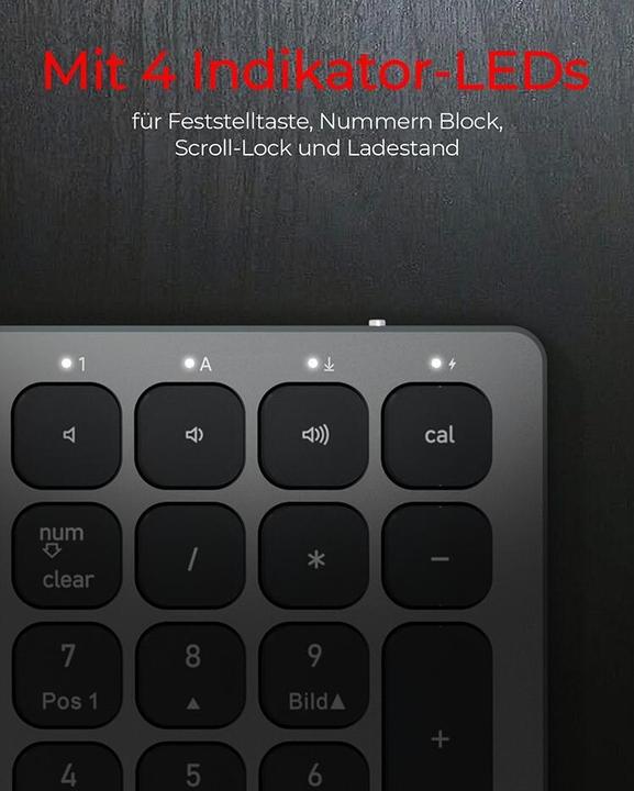 Produktbild KeySonic Full-Size Aluminium Tastatur, Bluetooth® & RF, für Win & macOS (DE, Kabellos)