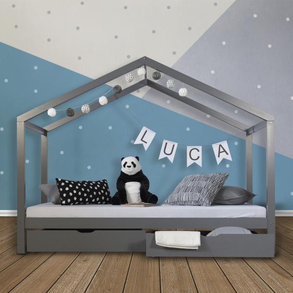 Image du produit Homestyle4u Lit d'enfant Lit d'intérieur avec matelas et coffre de lit (90 x 200 cm)