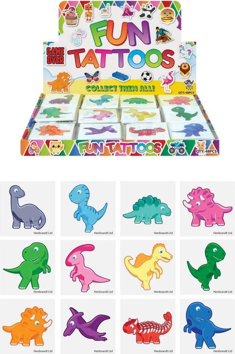 Immagine prodotto Henbrandt Cute Dinosauri Tatuaggio Temporaneo Misura Confezione 96