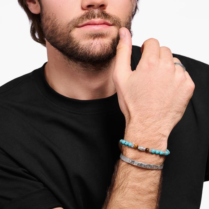 Produktbild Thomas Sabo Armband mit Türkisen Beads und Tigerauge Beads Silber (15.50 cm, Geschwärzt, 925 Sterlingsilber)