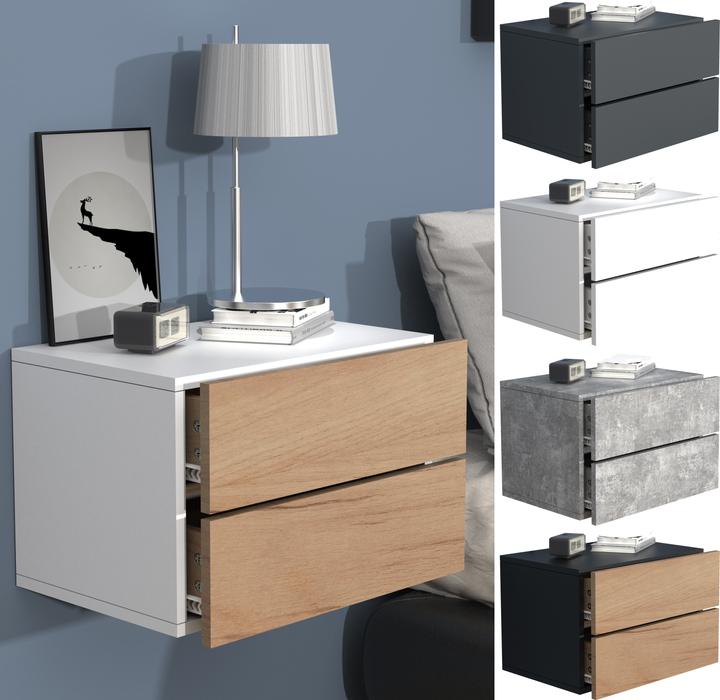 Immagine prodotto VCM Comodino con cassetto a muro in legno Comodino con cassetto a muro Consolle da letto Usal L 45 cm (45 x 32 cm)