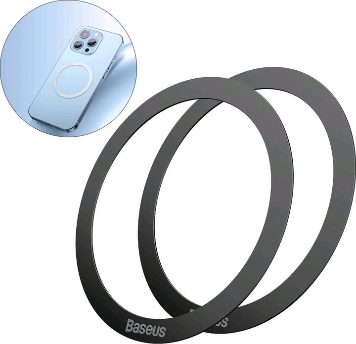 Actual product image Baseus Halo Series Magnetic Metal Ring2pcs/packBlack