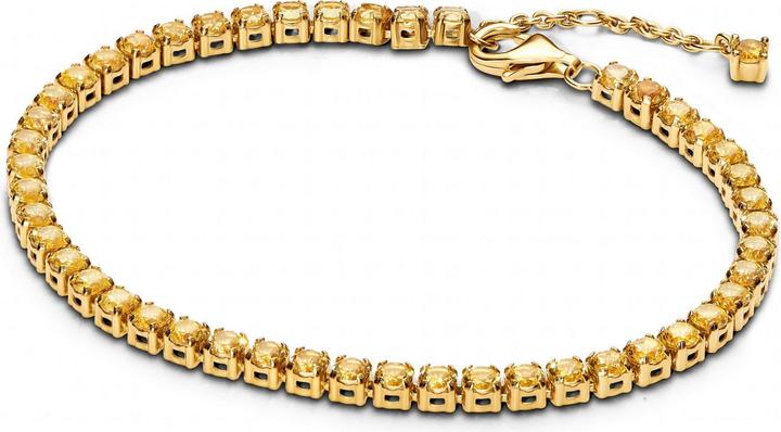 Pandora Funkelndes gelbes Tennisarmband (18 cm, Vergoldet, Metall)