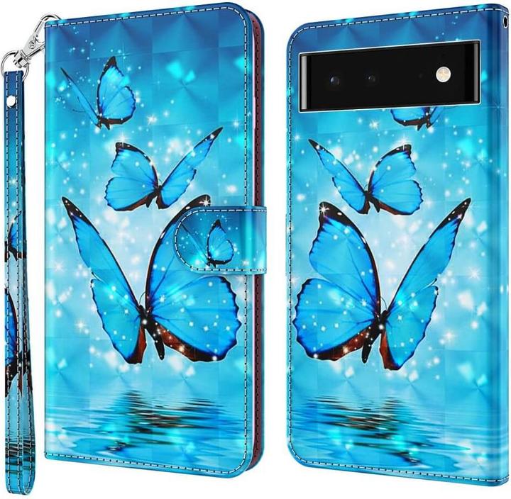 Image du produit Cover-Discount Google Pixel 7 Pro - Étui Brillant Effet Papillon Bleu (Google Pixel 7 Pro)