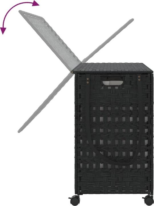 Produktbild VidaXL Wäschekorb mit Rollen Schwarz 66x35x60 cm Rattan,Farbe