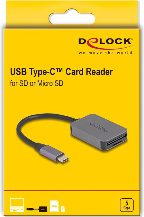 Actual product image Delock USB Type-C card reader in aluminium (USB-C)