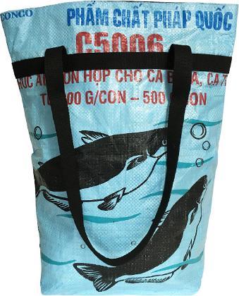 Image du produit Bekos Upcycling - Grand sac à provisions en sacs de nourriture pour poissons recyclés bleu clair