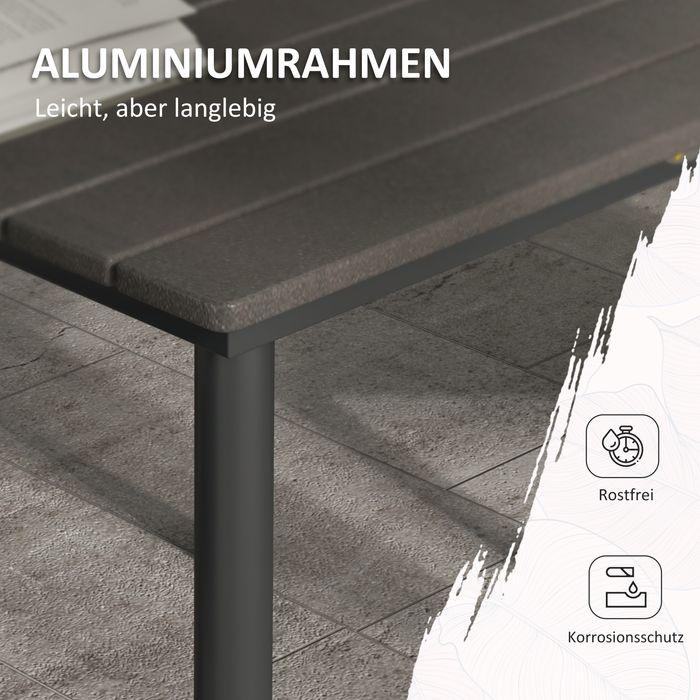 Actual product image Swisshandel24 Garden table dining table 4 persons umbrella hole slatted frame HDPE dark grey 90x90x75cm (90 cm)