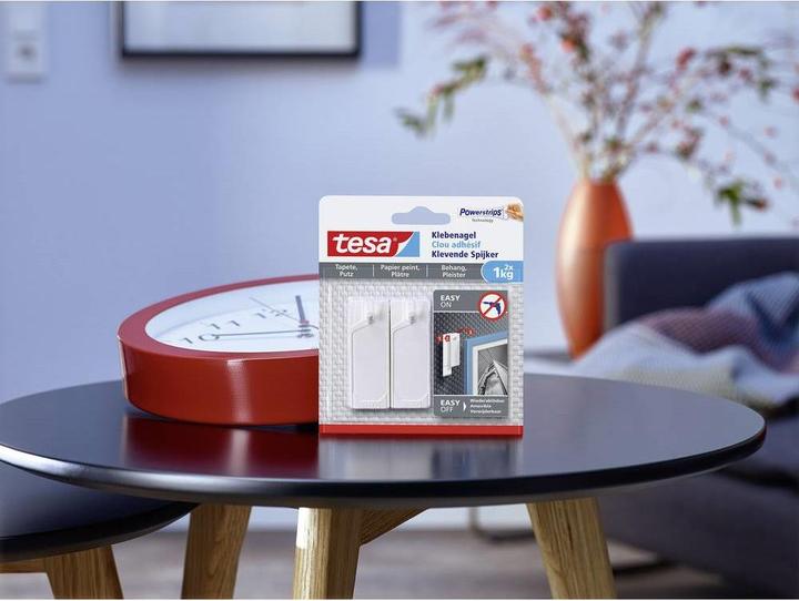 Actual product image tesa Adhesive nail for wallpaper & plaster, 1kg holding power, removable without a trace & reusable, 2