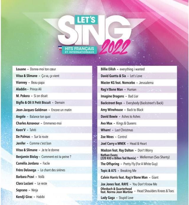 Actual product image Ravenscourt Let's Sing 2022 français et internationaux (PS5, FR)