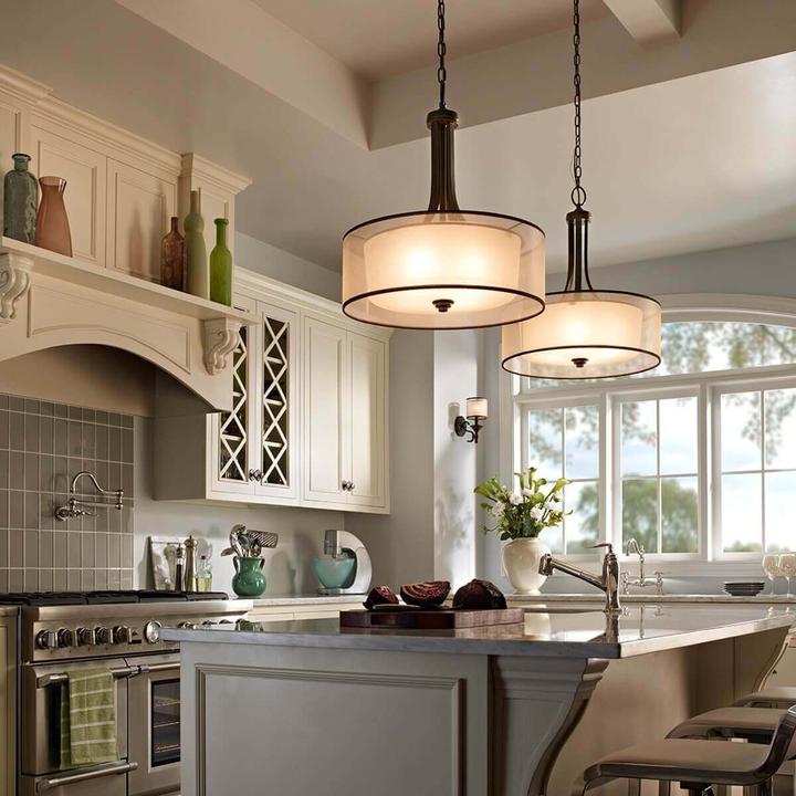 Actual product image Elstead Lighting Lacey pendant light E27 4-fold mission bronze light umber, earth colour, metallic frosted (E27)