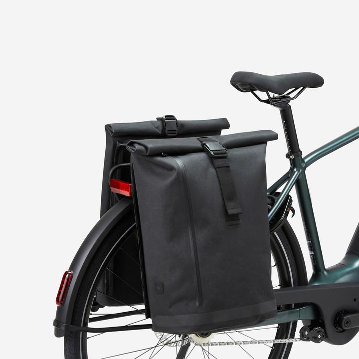 Image du produit Btwin Sac à dos sacoche vélo double pour porte-bagages 31 litres gris foncé (31 l, Sacoches)