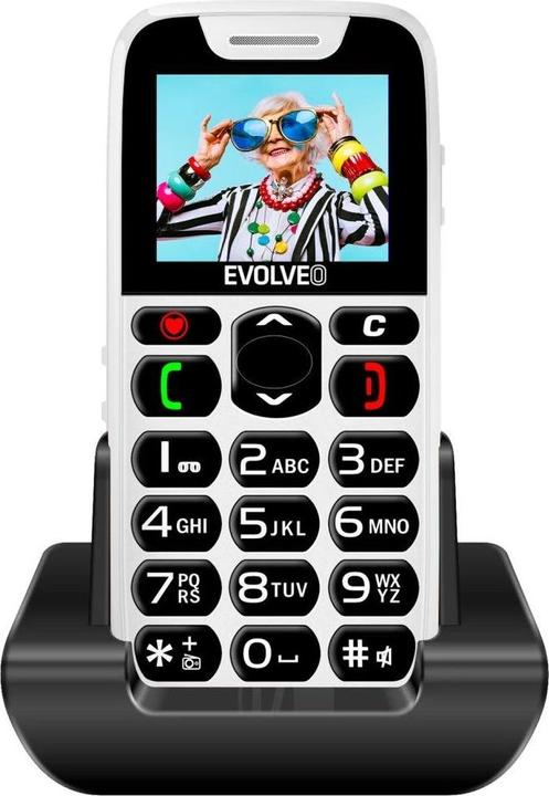 Actual product image Evolveo EasyPhone, mobilní telefon pro seniory s nabíjecím stojánkem, bílá (2G)