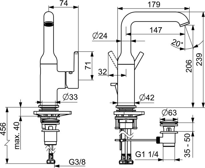 Produktbild Hansa HANSAVANTIS Style Waschtischarmatur, mit Ablaufgarnitur, Ausladung 147 mm, 54542207