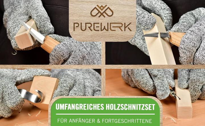 Actual product image Purewerk Holzschnitzset für Erwachsene (22-teilig)